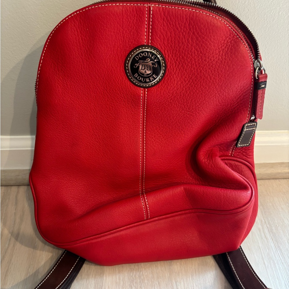 Dooney & Bourke AWL Red and Brown Leather Interior